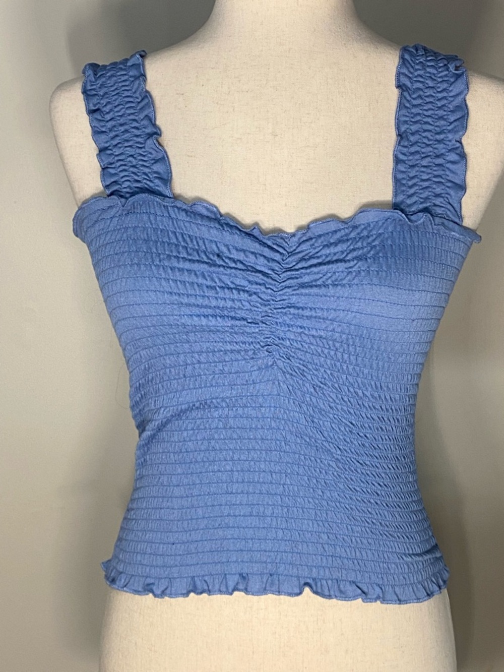 Almost Famous Periwinkle Smocked Ruffle Tank